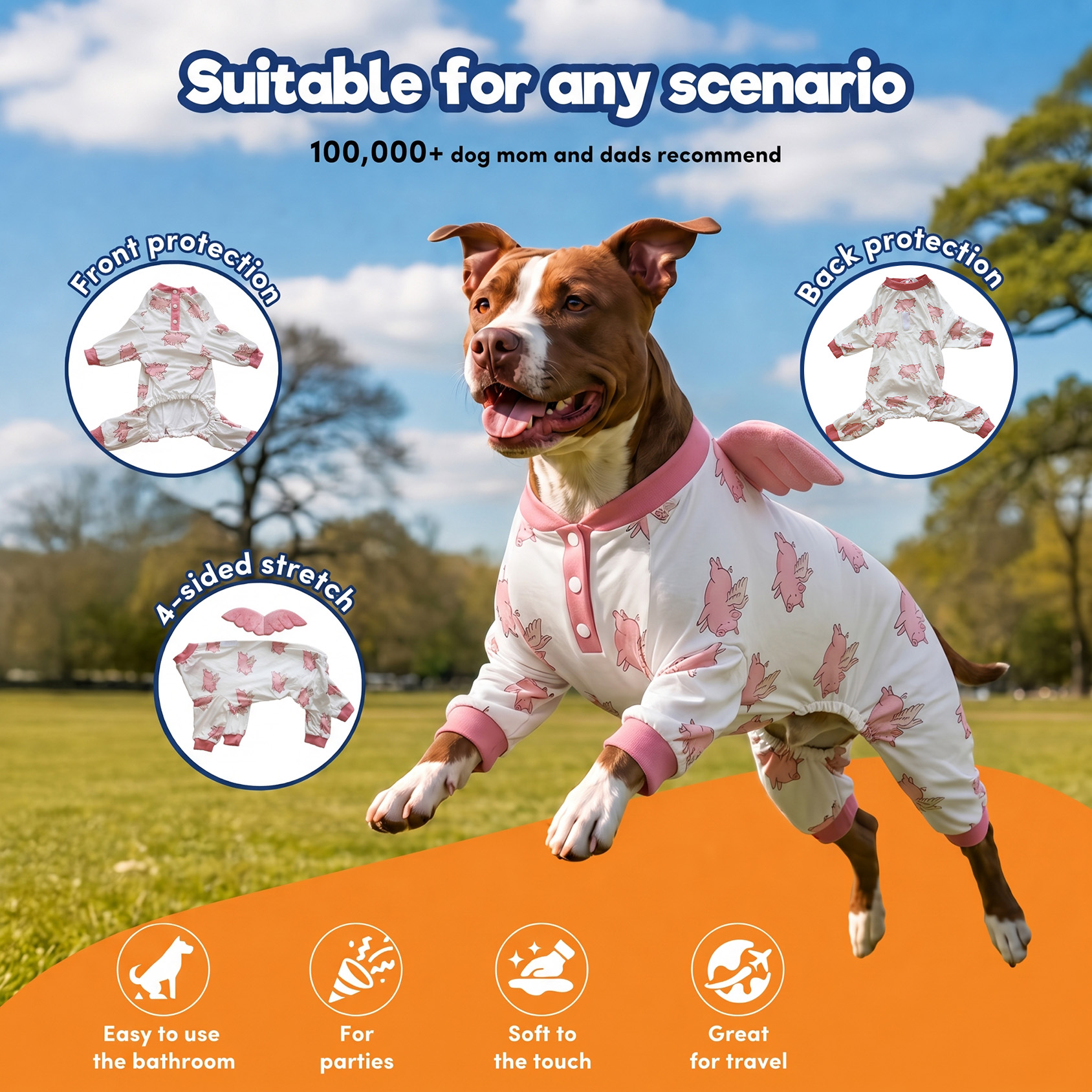 Four-Leg Dog Onesie with Detachable Wings for Large Breeds-Pink