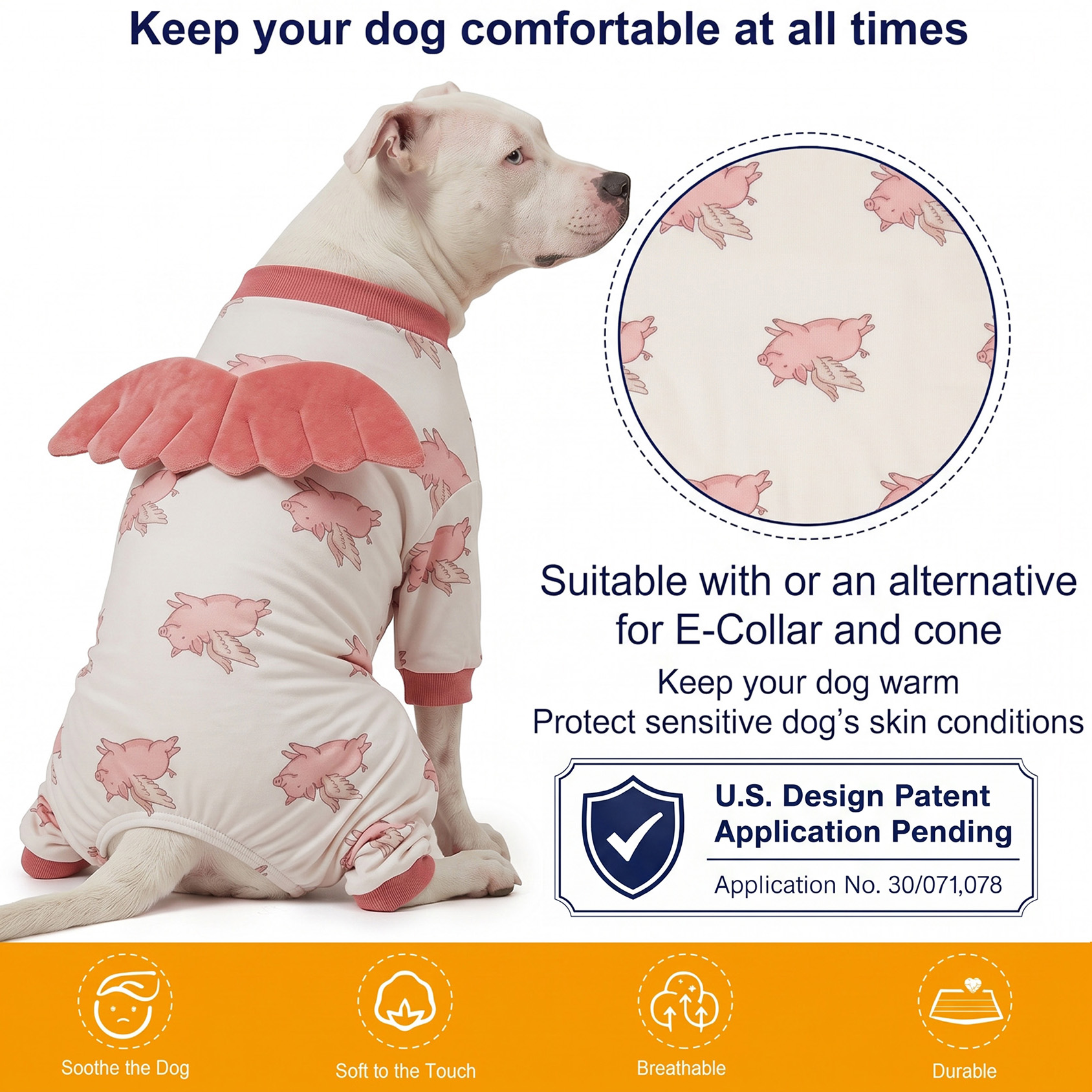 Four-Leg Dog Onesie with Detachable Wings for Large Breeds-Pink