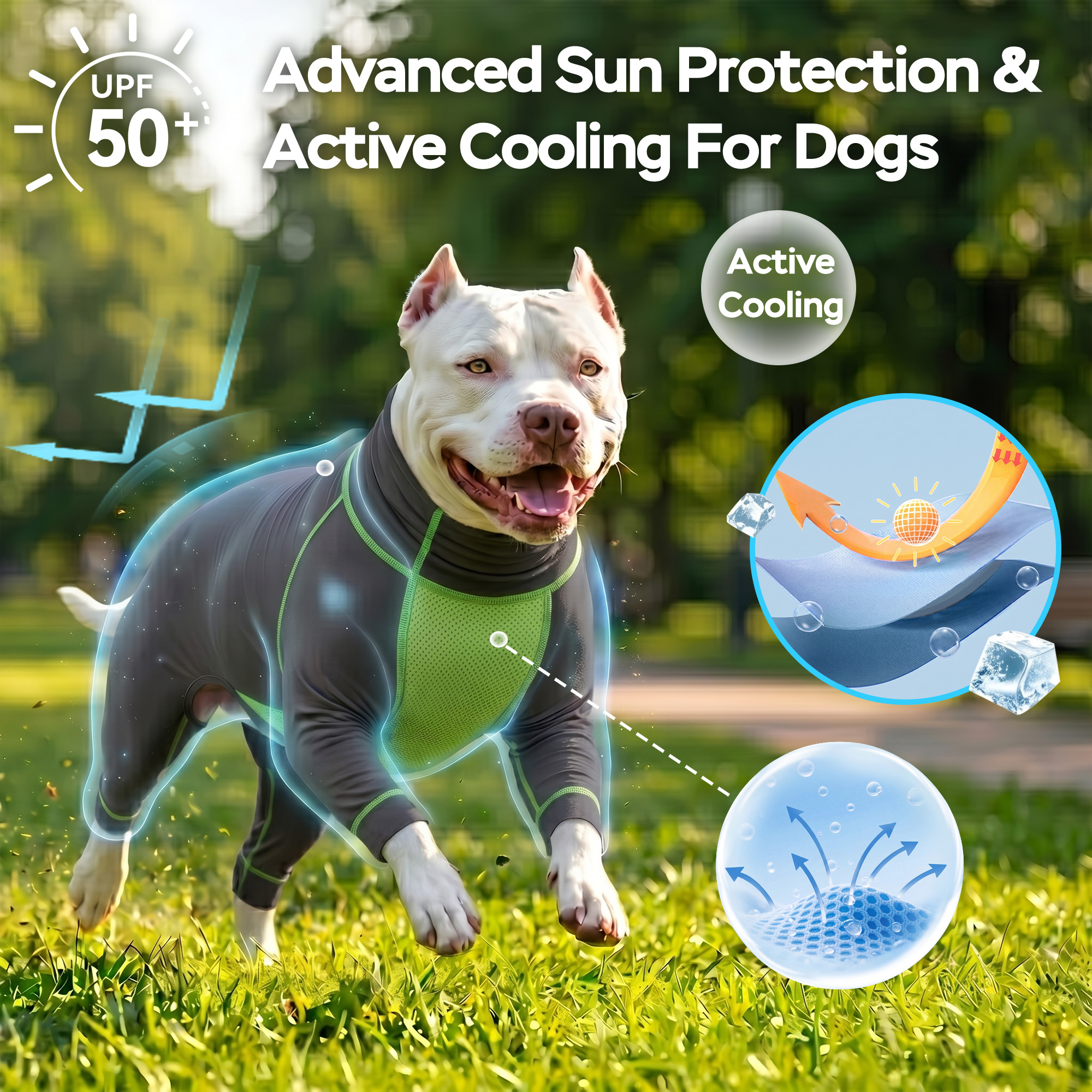 UPF 50+ Dog Sun Protection Shirt-Gray-green
