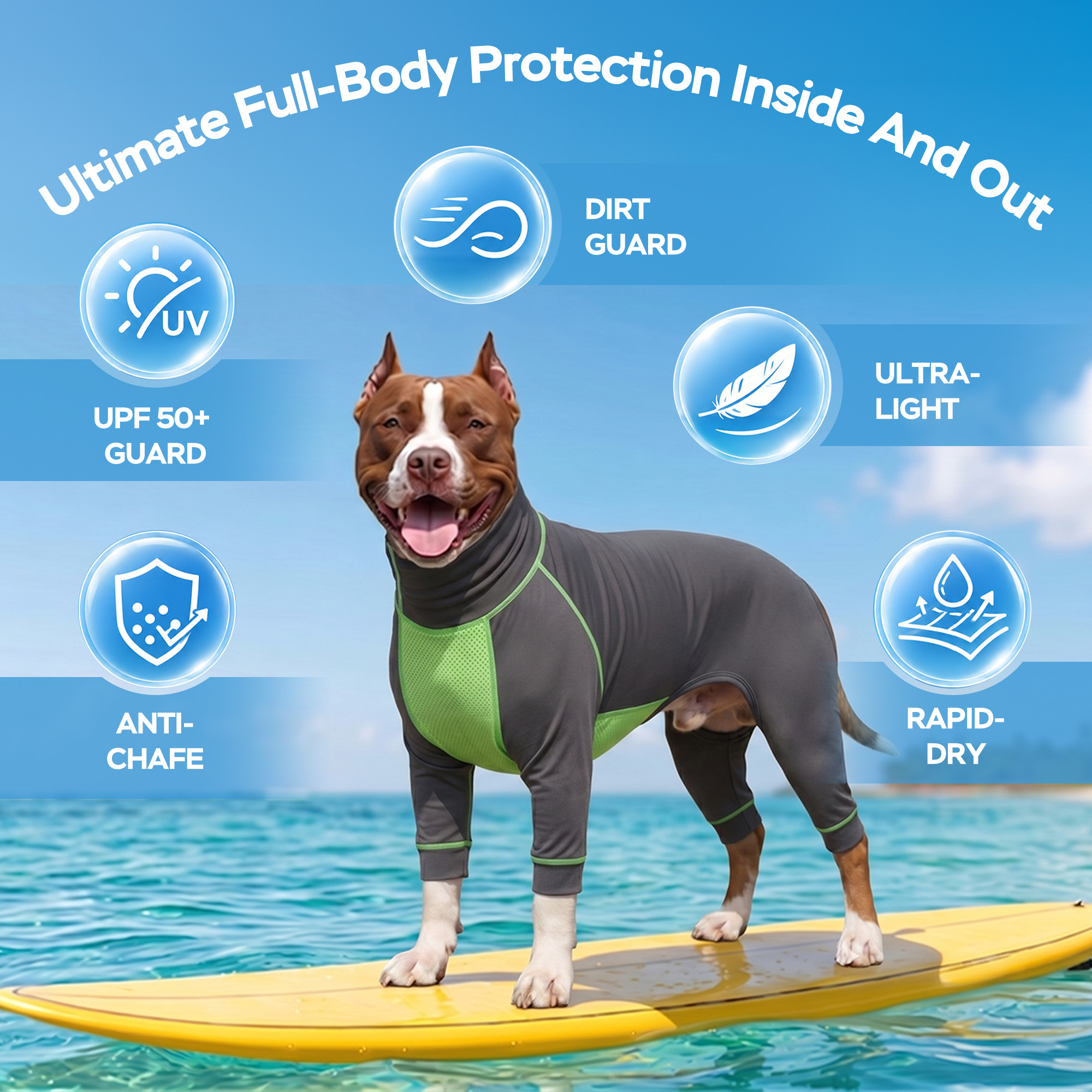 UPF 50+ Dog Sun Protection Shirt-Gray-green