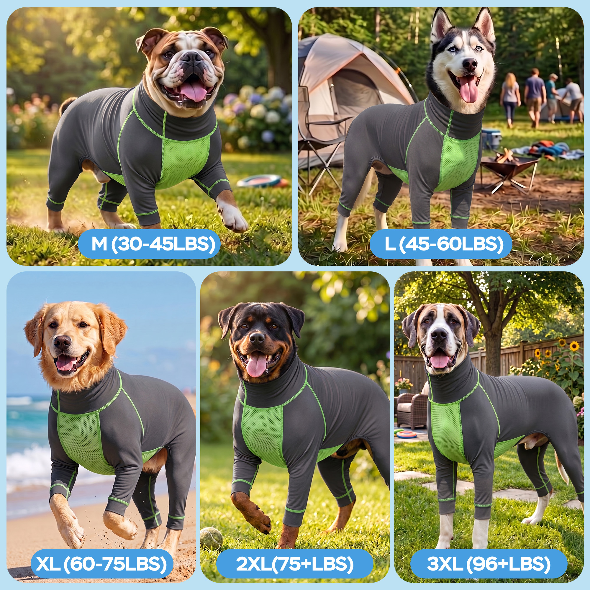 UPF 50+ Dog Sun Protection Shirt-Gray-green