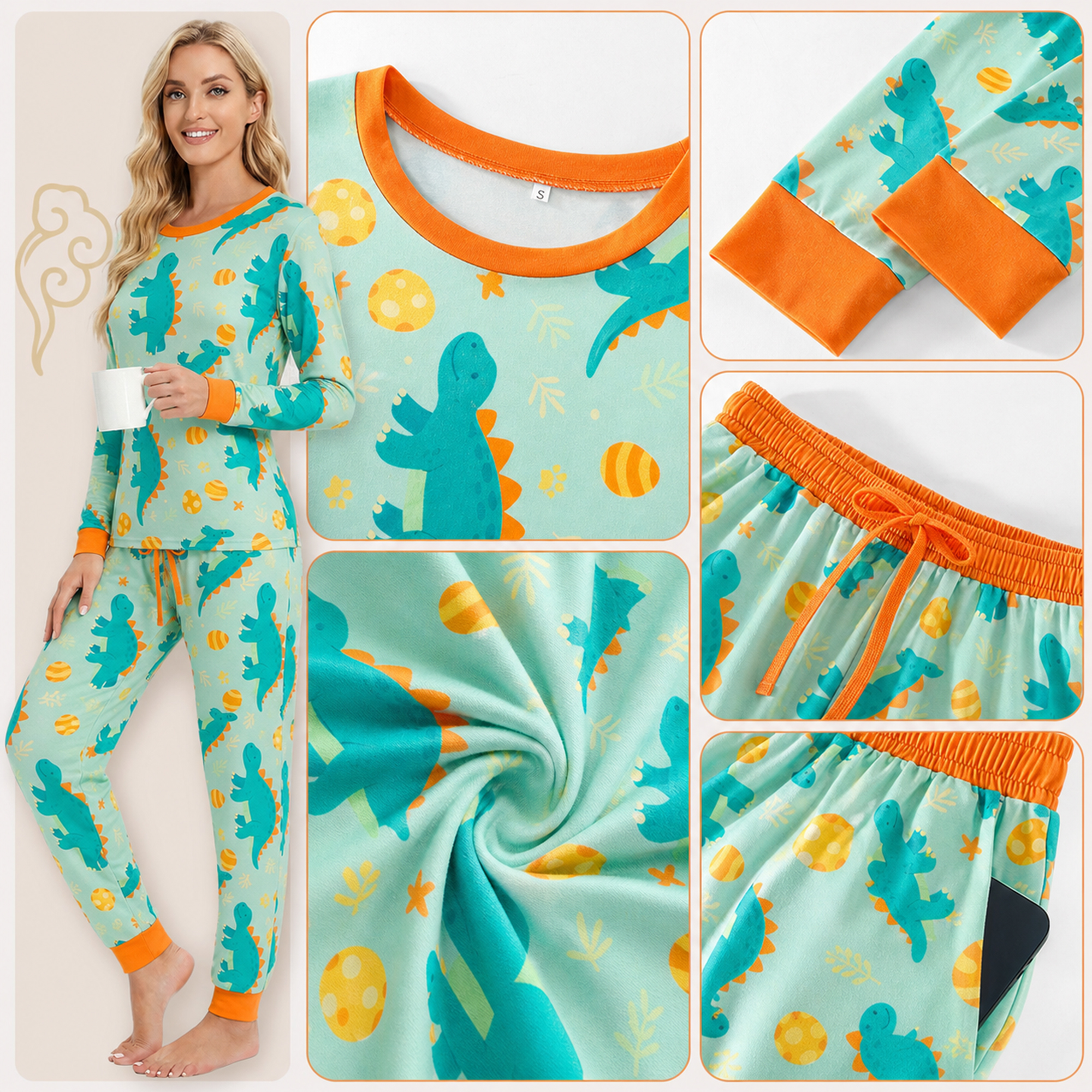 2-Piece Short Sleeve & Capri Pajama Set, Green