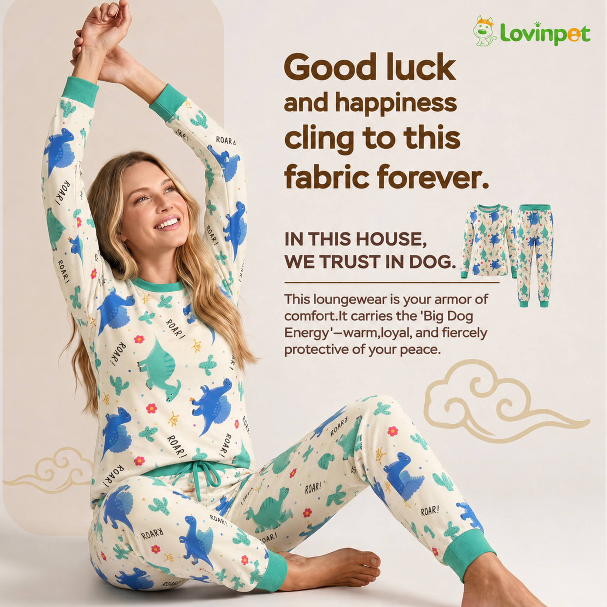 2-Piece Short Sleeve & Capri Pajama Set, Green