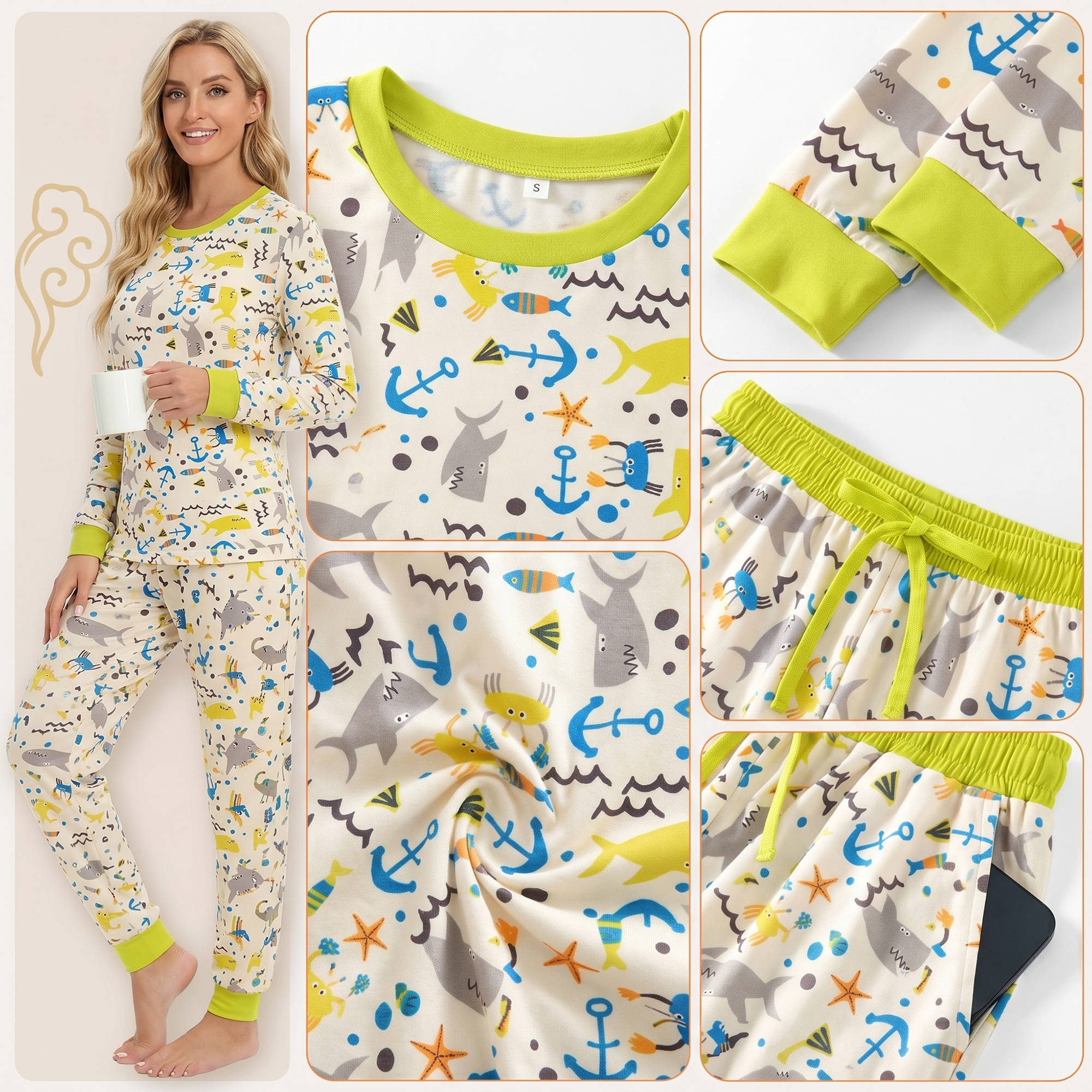 2-Piece Short Sleeve & Capri Pajama Set, Yellow