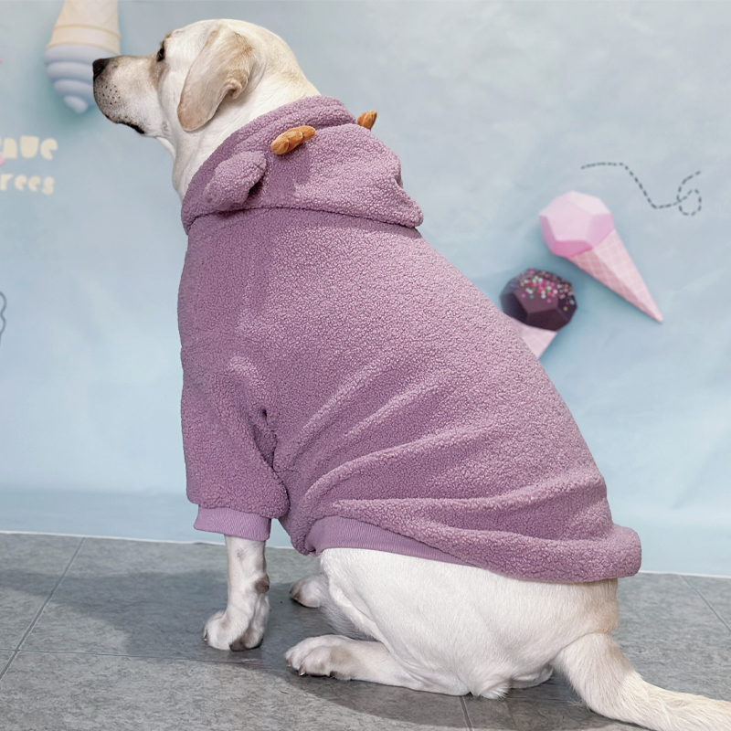 Warm Lamb Wool Dog Hoodie for Large Dogs - Winter Labrador & Retriever Clothes