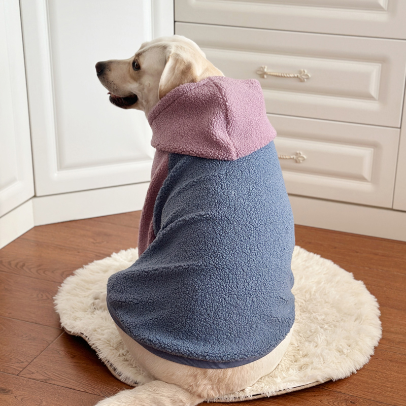 Large Dog Winter Lamb Wool Hoodie - Warm Clothes for Labrador & Golden Retriever