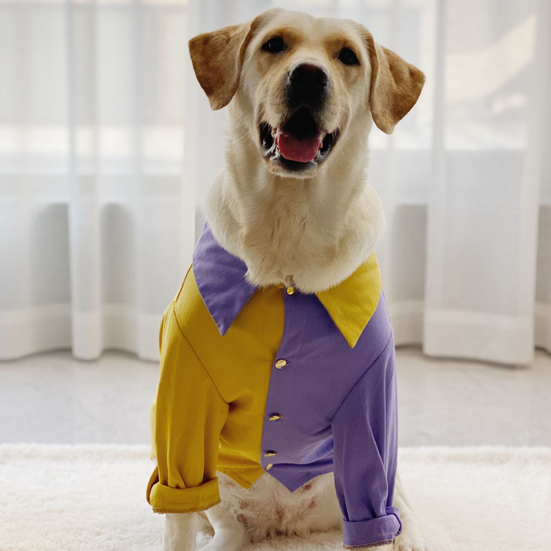 LovinPet Stylish Color-Block Design Dog Shirt | Spring/Autumn Outfit for Large Dogs
