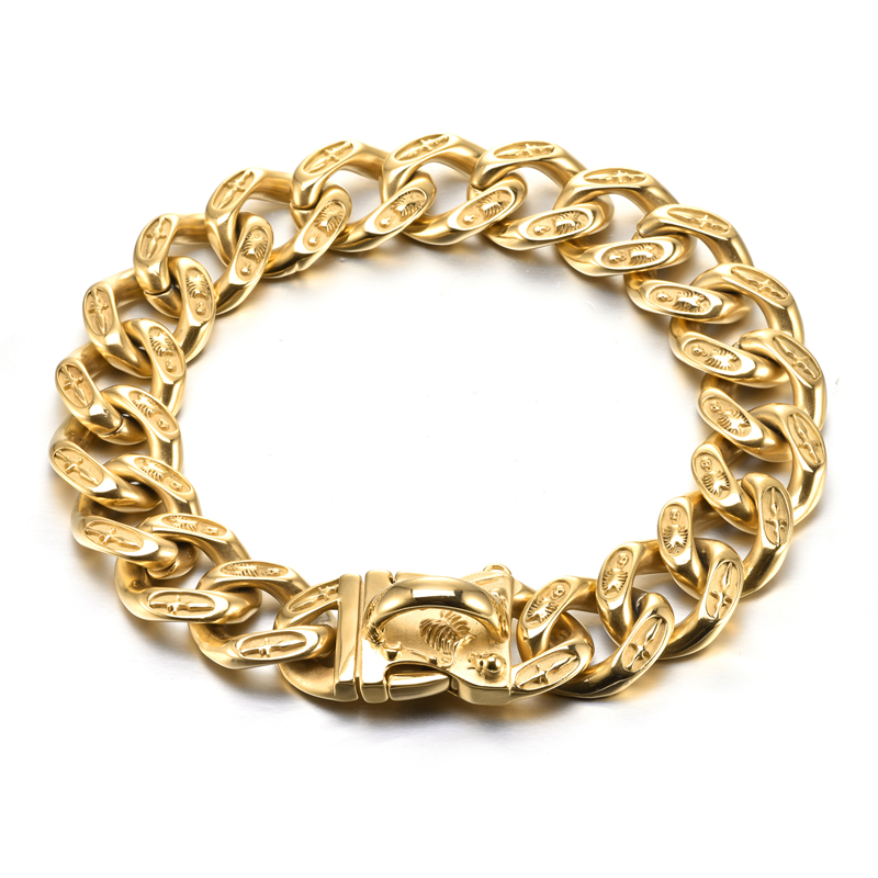 Dog bully dog collar collar stainless steel Jarre Aero bull gold necklace Dubin dog leash medium large dog Bulldog titanium steel