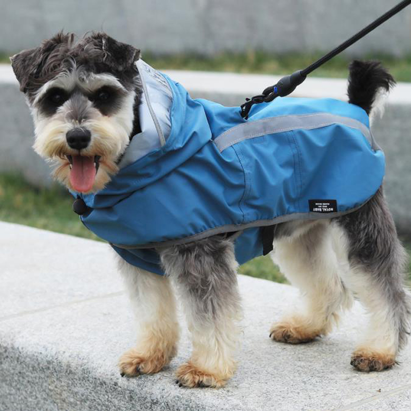 Lovinpet Waterproof Windproof Hooded Dog Raincoat with Hat Brim Cloak