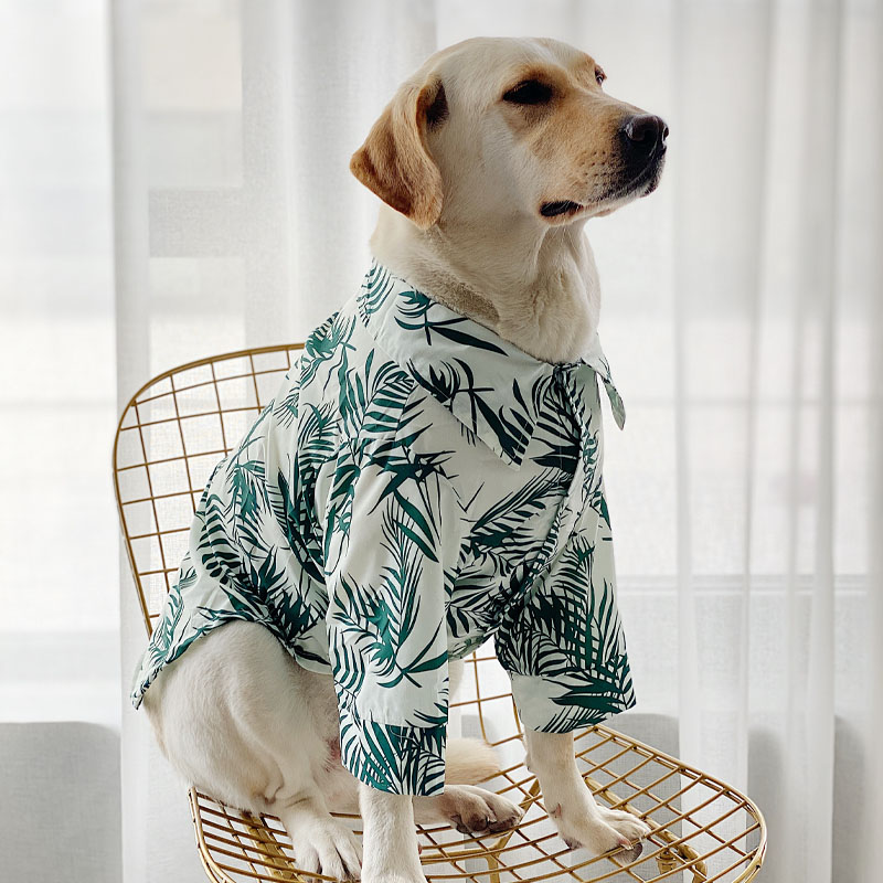 LovinPet Large Dog Green Hawaiian Shirt | Thin, Lightweight Spring Outfit