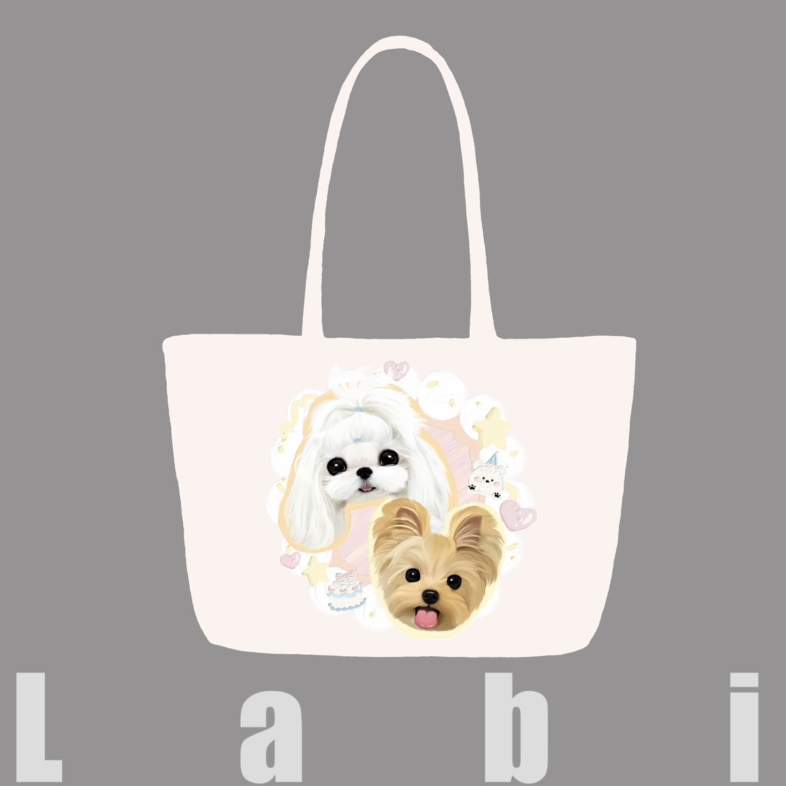 Labidesign pet cat and dog cute pet graphic customization hand-painted diy single-shoulder leather bag walking and bending tote large capacity