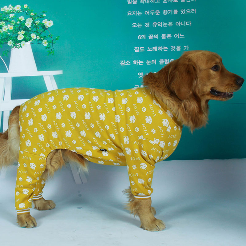 Big dog clothes spring and autumn golden retriever Labrador pet anti-hair loss joint protection extra-long sleeve cotton thick type four-legged pet clothing