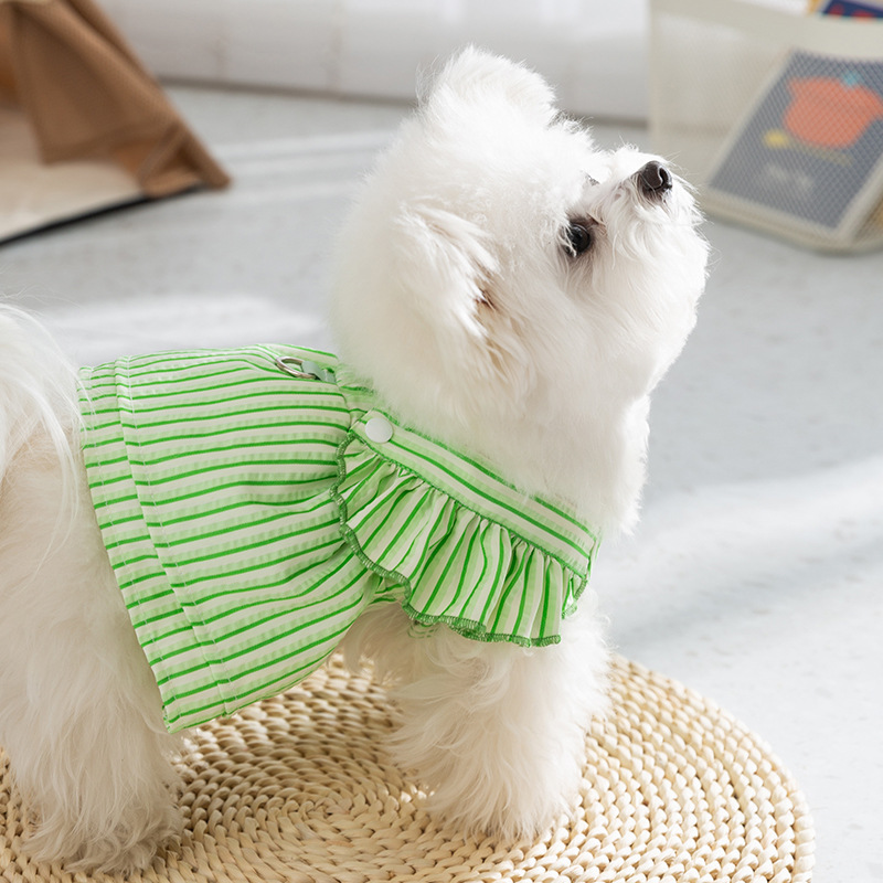 LovinPet Striped Flounced Dog Dress | Cute Outdoor Spring/Summer Outfit