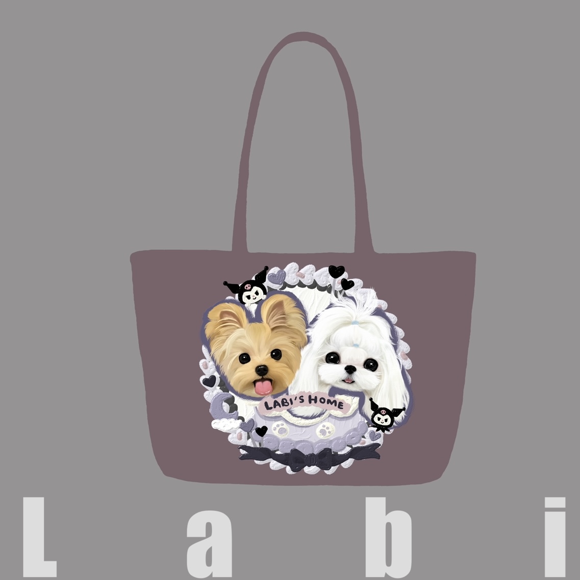 Labidesign pet cat and dog cute pet graphic customization hand-painted diy single-shoulder leather bag walking and bending tote large capacity