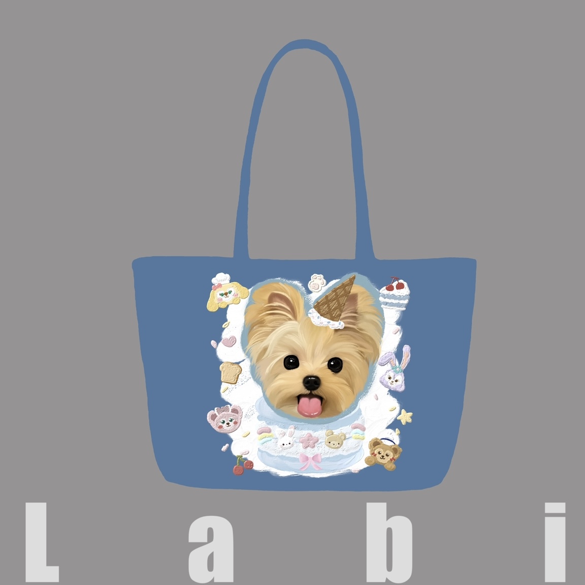Labidesign pet cat and dog cute pet graphic customization hand-painted diy single-shoulder leather bag walking and bending tote large capacity