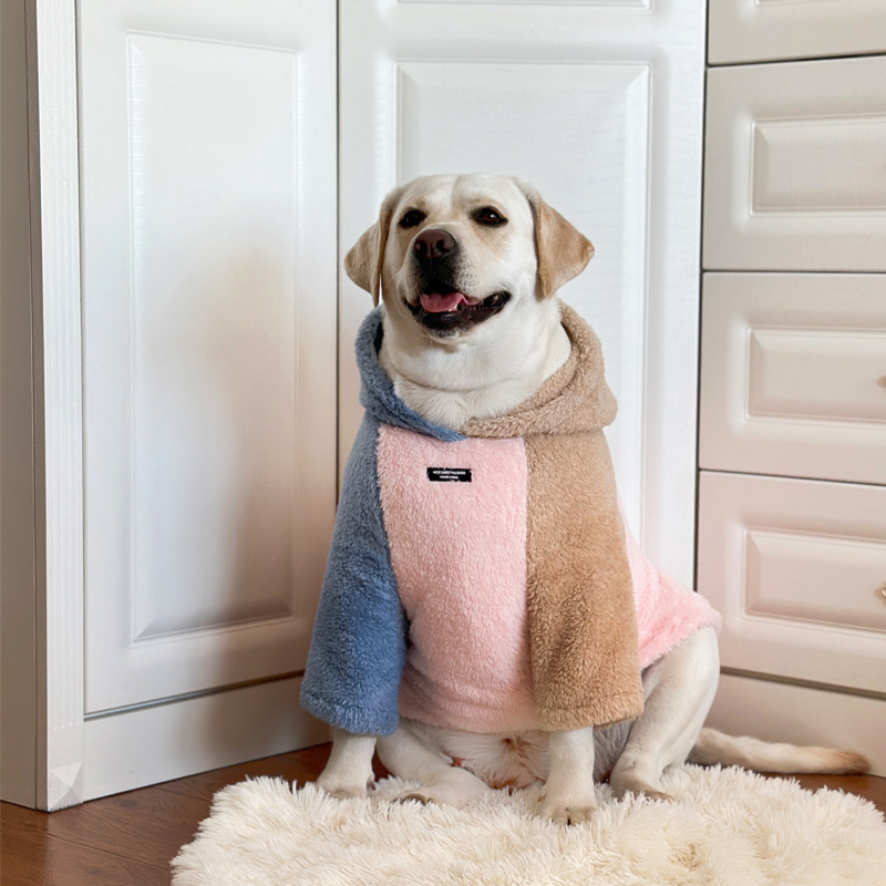 Large Dog Flannel Color-matching Hoodie - Warm & Trend Wear