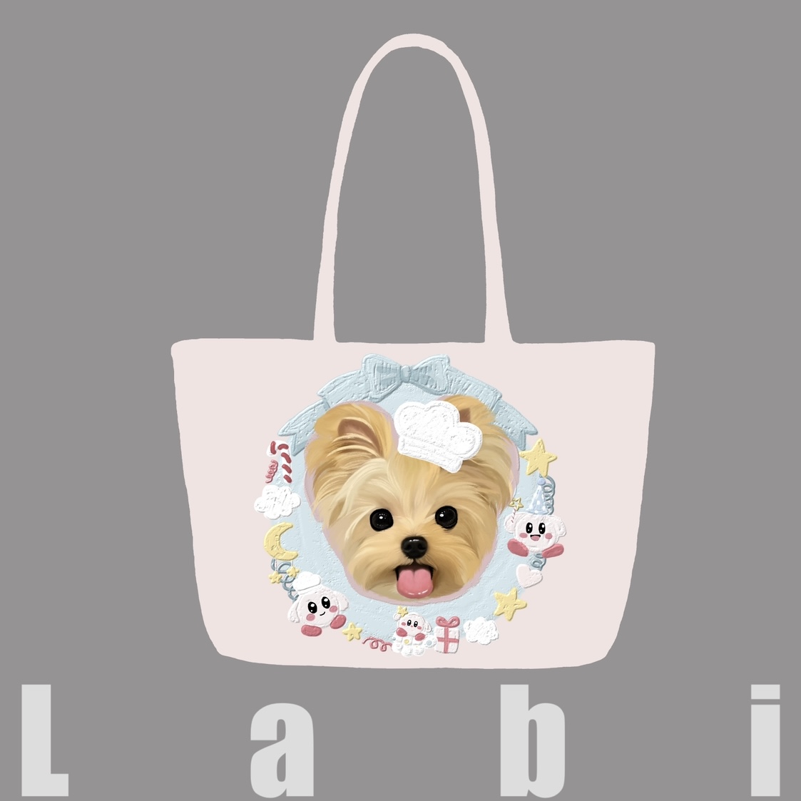 Labidesign pet cat and dog cute pet graphic customization hand-painted diy single-shoulder leather bag walking and bending tote large capacity