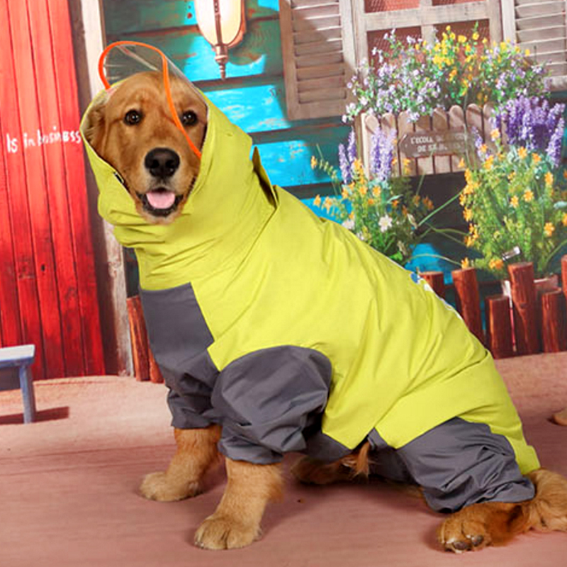 Lovinpet Waterproof Big Dog Raincoat - All-Inclusive Four-Legged Poncho for Golden Retrievers, Labradors, Huskies