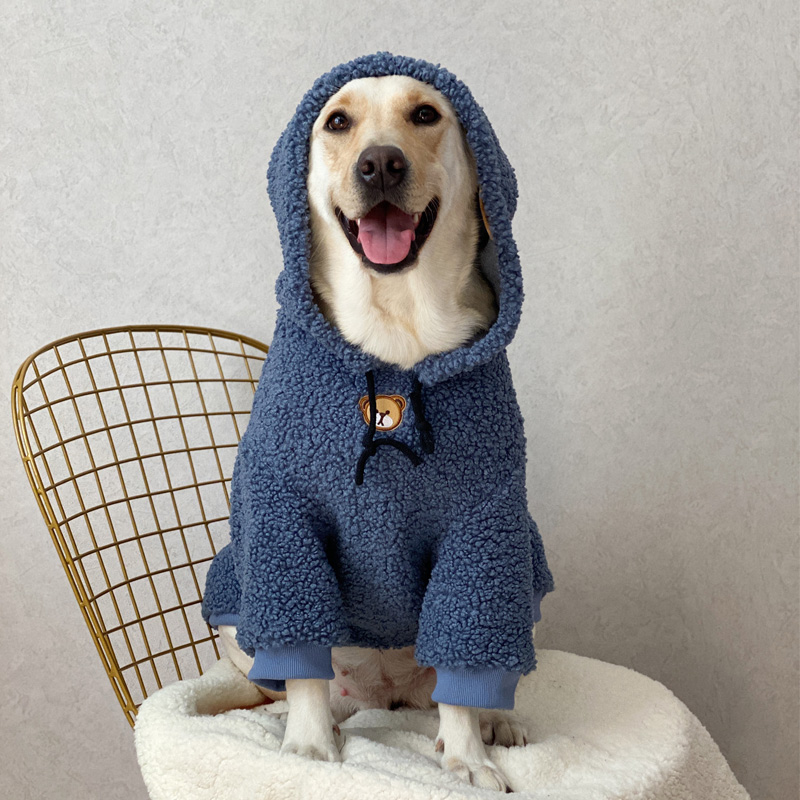 Warm Lamb Wool Hoodie for Large Dogs - Labrador, Golden Retriever, Samoyed