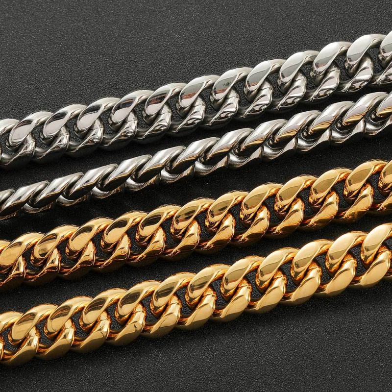 Pet dog necklace stainless steel round grinding encryption Cuban link chain dog leash pit bull pet dog Daikin chain titanium steel collar