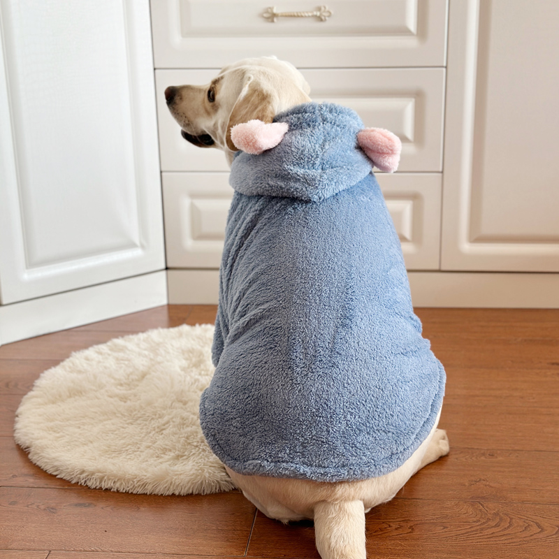 Cute Flannel Winter Hoodie for Large Dogs - Labrador & Golden Retriever