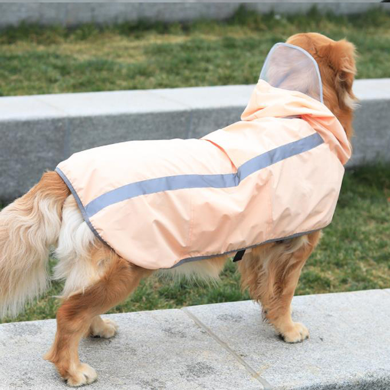 Lovinpet Waterproof Windproof Hooded Dog Raincoat with Hat Brim Cloak