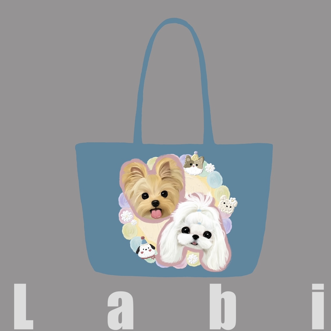 Labidesign pet cat and dog cute pet graphic customization hand-painted diy single-shoulder leather bag walking and bending tote large capacity