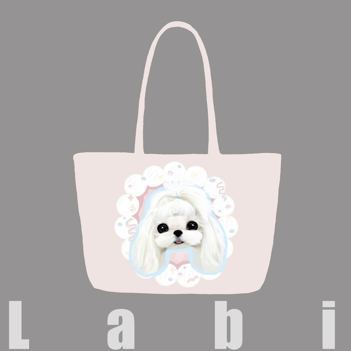 Labidesign pet cat and dog cute pet graphic customization hand-painted diy single-shoulder leather bag walking and bending tote large capacity