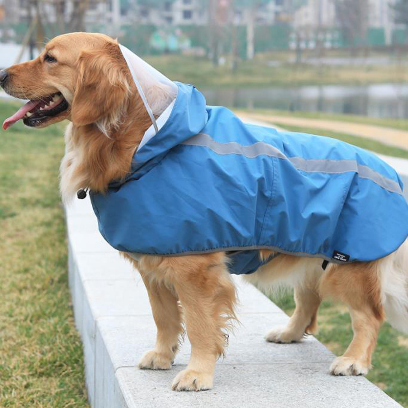 Lovinpet Waterproof Windproof Hooded Dog Raincoat with Hat Brim Cloak