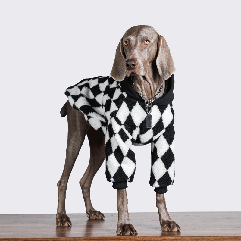Warm Checkered Dog Hoodie for Golden Retrievers and Large Dogs