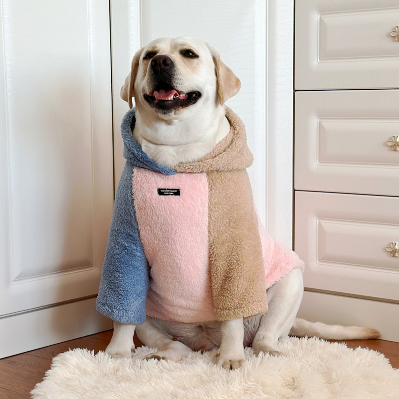 Large Dog Flannel Color-matching Hoodie - Warm & Trend Wear