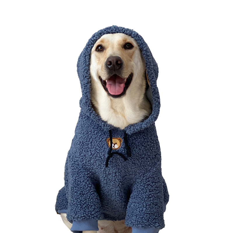 Warm Lamb Wool Hoodie for Large Dogs - Labrador, Golden Retriever, Samoyed
