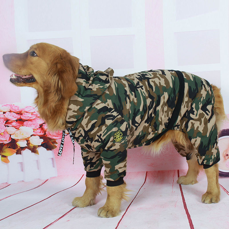 Dog clothes large dog autumn and winter golden retriever Labrador pet spring and autumn camouflage four-leg sweater