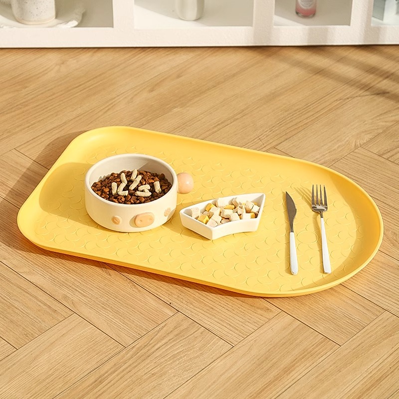 Pet placemat waterproof non-slip plate not easy to knock over cat eating bowl dog bowl dog basin cat mat cat placemat