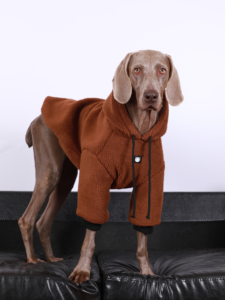 Warm Berber Fleece Dog Hoodie for Large Breeds - Adjustable Drawstring
