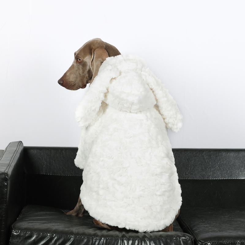 Warm Dog Hoodie with Bunny Ears - Fleece-lined Clothes for Large Breeds