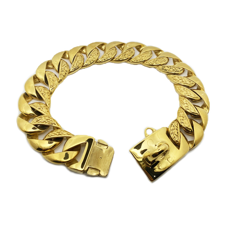 Dog bully dog collar collar stainless steel Jarre Aero bull gold necklace Dubin dog leash medium large dog Bulldog titanium steel