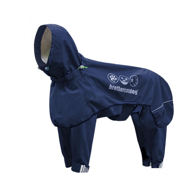 Waterproof Four-Legged Dog Raincoat with Hood - High Quality & Reflective Strip