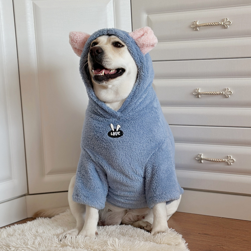 Cute Flannel Winter Hoodie for Large Dogs - Labrador & Golden Retriever