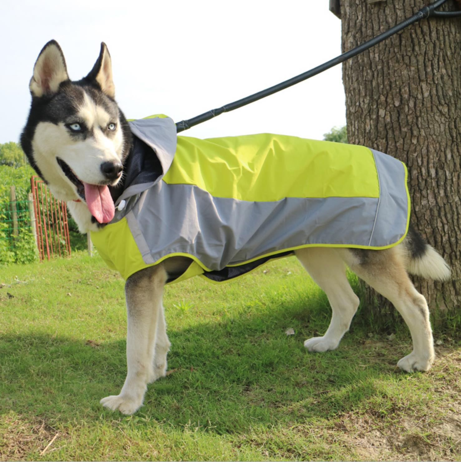 Large Dog Raincoat - Waterproof & Breathable Double-Layer Sun Protection Windcheater for Big Dogs
