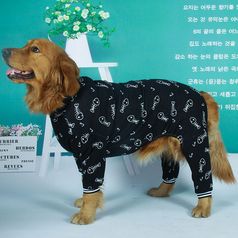 Big dog clothes spring and autumn golden retriever Labrador pet anti-hair loss joint protection extra-long sleeve cotton thick type four-legged pet clothing