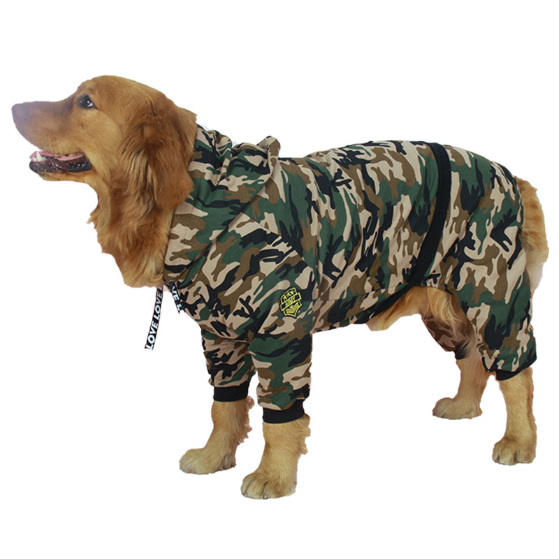 Dog clothes large dog autumn and winter golden retriever Labrador pet spring and autumn camouflage four-leg sweater