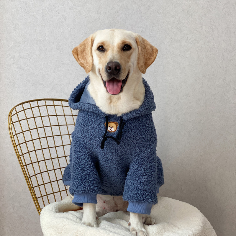 Warm Lamb Wool Hoodie for Large Dogs - Labrador, Golden Retriever, Samoyed