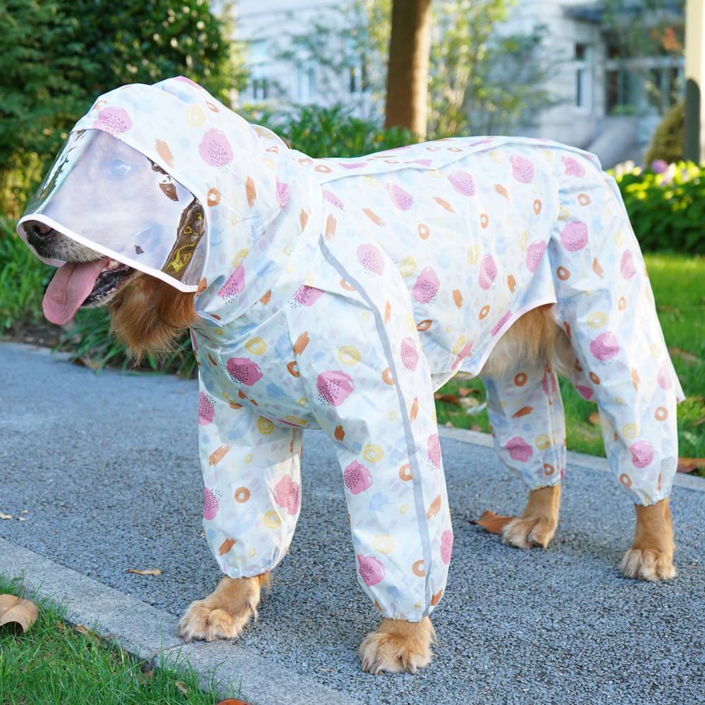 Dog raincoat four-leg hooded waterproof labrador golden retriever poncho all-inclusive plus-sized pet clothes
