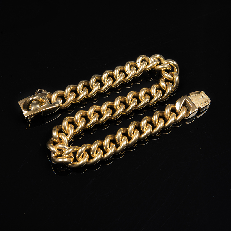Double reinforced stainless steel double chain pet gold dog leash bandana drag chain dog walking collar medium large dog bully