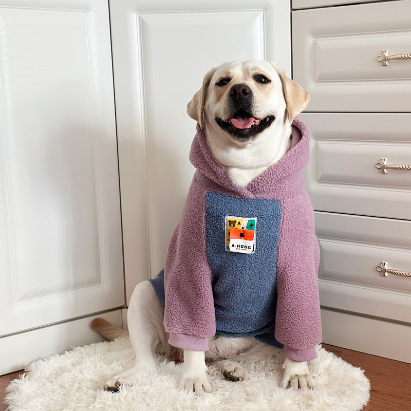 Large Dog Winter Lamb Wool Hoodie - Warm Clothes for Labrador & Golden Retriever