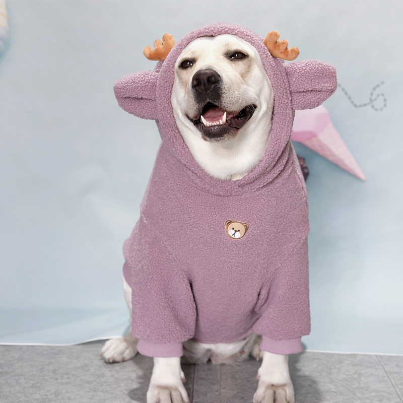 Warm Lamb Wool Dog Hoodie for Large Dogs - Winter Labrador & Retriever Clothes