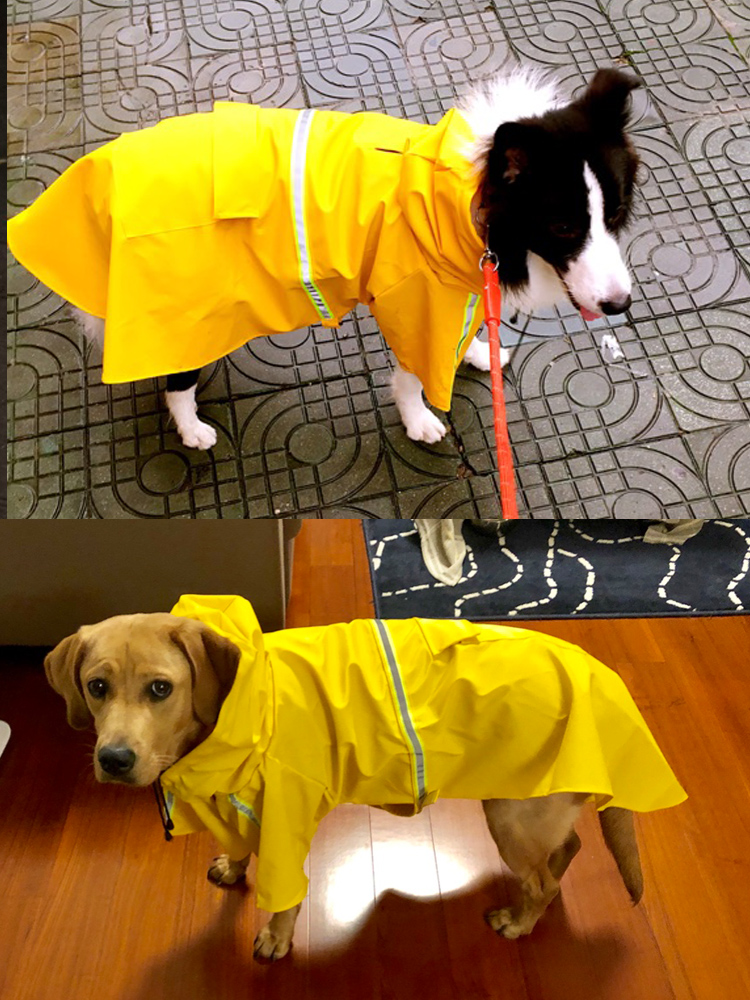 Bright Yellow Dog Raincoat - Waterproof Poncho for Large & Medium Breeds