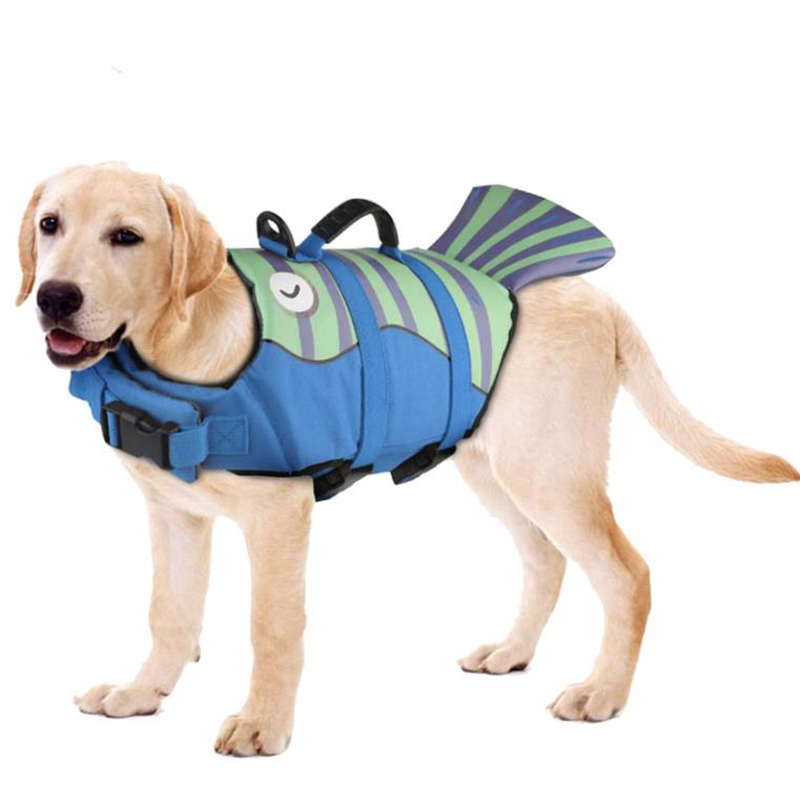 Cartoon Fishtail Dog Life Jacket | Swimming Safety Vest for All Sizes