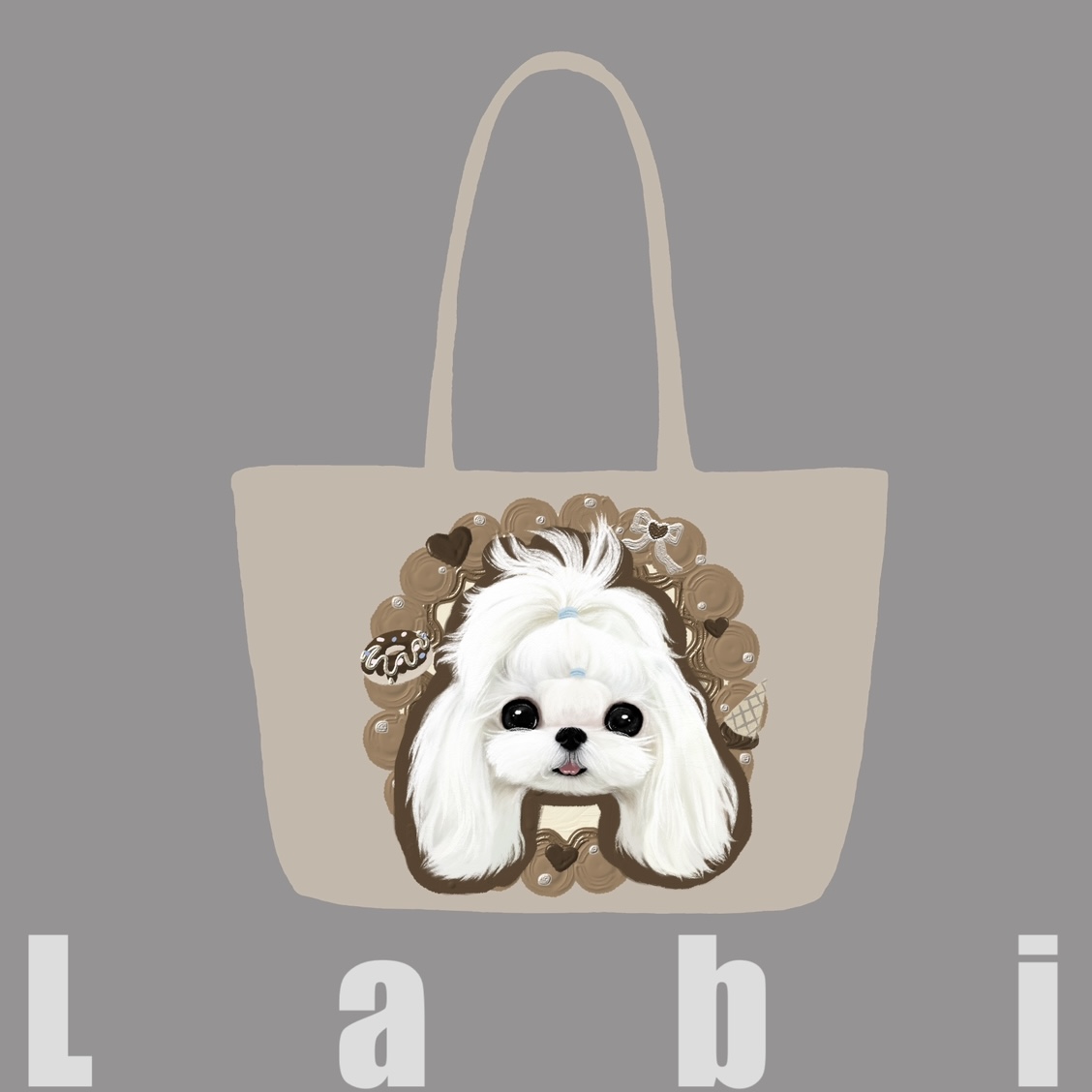 Labidesign pet cat and dog cute pet graphic customization hand-painted diy single-shoulder leather bag walking and bending tote large capacity